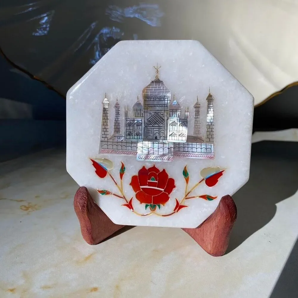 Marble Taj Mahal coaster/display